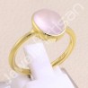 Gold Vermeil Ring Solitaire Rose Quartz Ring 925 Sterling Silver Ring