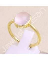 Rose Quartz 925 Solid Silver Gold Vermeil Ring