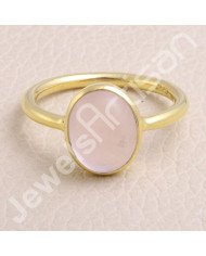Rose Quartz 925 Solid Silver Gold Vermeil Ring