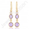 Amethyst Earring 925 Sterling Silver Earring 18 K Gold-Plated Earring