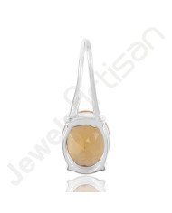 Oval Citrine Pendant | 925 Silver Handmade February Birthstone Jewelry