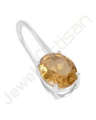 Oval Citrine Pendant | 925 Silver Handmade February Birthstone Jewelry