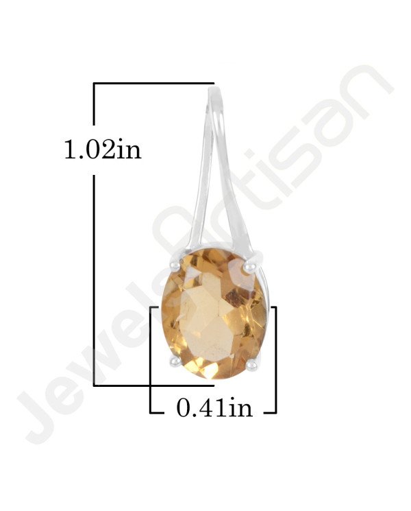 Oval Citrine Pendant | 925 Silver Handmade February Birthstone Jewelry