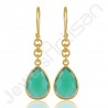 Green Onyx Earrings 925 Solid Silver Earrings 18 K Gold-Plated Earrings
