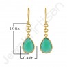 Green Onyx Earrings 925 Solid Silver Earrings 18 K Gold-Plated Earrings