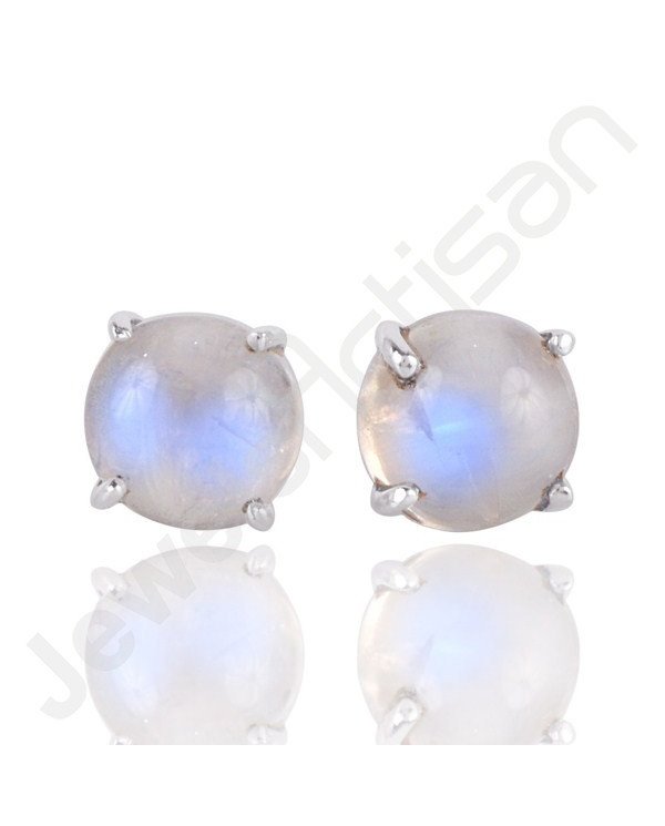 Rainbow Moonstone Studs Sterling Silver Studs Handcrafted Silver Studs