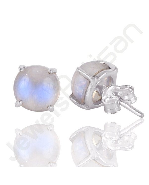 Rainbow Moonstone Studs Sterling Silver Studs Handcrafted Silver Studs