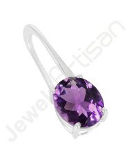 Oval Amethyst Pendant - 925 Silver Handmade February Birthstone Jewelry