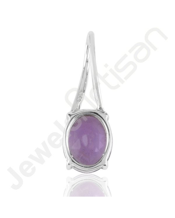 Oval Amethyst Pendant - 925 Silver Handmade February Birthstone Jewelry