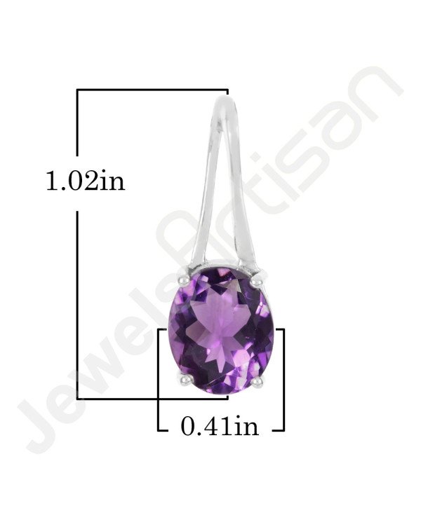 Oval Amethyst Pendant - 925 Silver Handmade February Birthstone Jewelry
