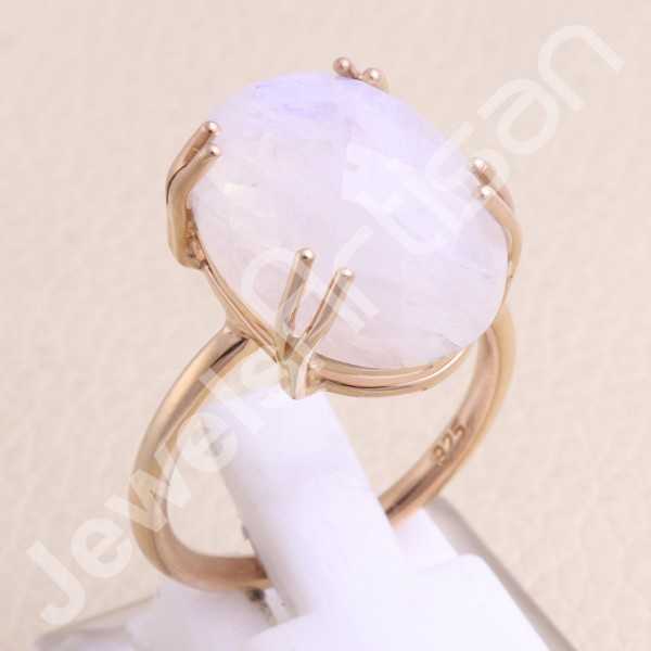 Rainbow Moonstone Ring 925 Silver Ring Round Moonstone Ring Statement Ring  — Discovered