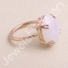 Rose Gold-Plated Ring Rainbow Moonstone Ring 925 Sterling Silver Ring