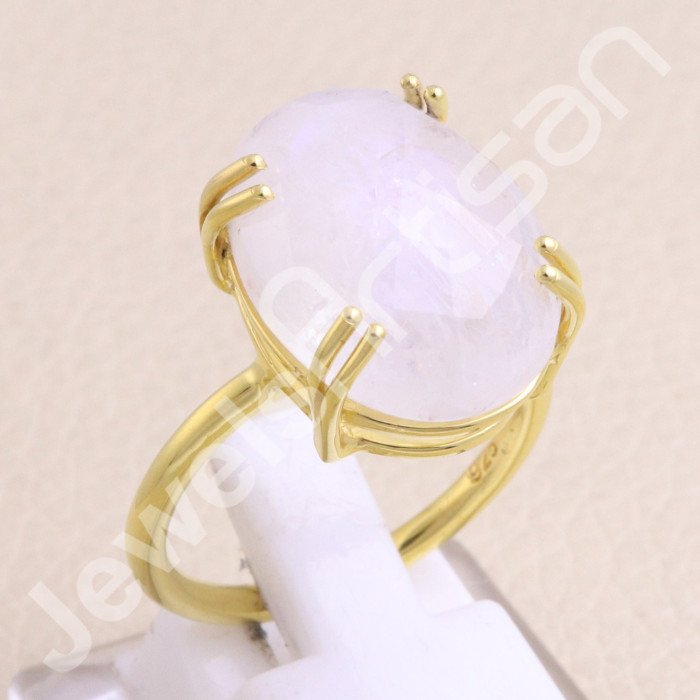 Rainbow Moonstone Gold Vermeil Sterling Silver Ring