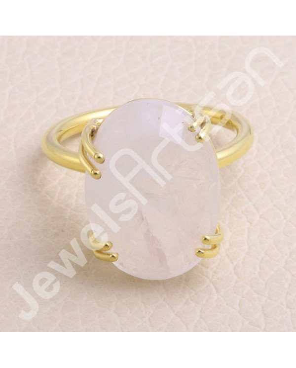 Rainbow Moonstone Gold Vermeil Sterling Silver Ring