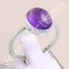 Purple Amethyst Ring Solitaire Gemstone Ring 925 Sterling Silver Ring