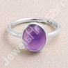 Purple Amethyst Ring Solitaire Gemstone Ring 925 Sterling Silver Ring