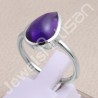 Purple Amethyst Ring Solitaire Gemstone Ring 925 Sterling Silver Ring