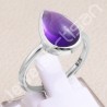 Purple Amethyst Ring Solitaire Gemstone Ring 925 Sterling Silver Ring