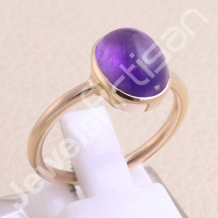 Amethyst Rose Gold Plated 925 Sterling Silver Ring