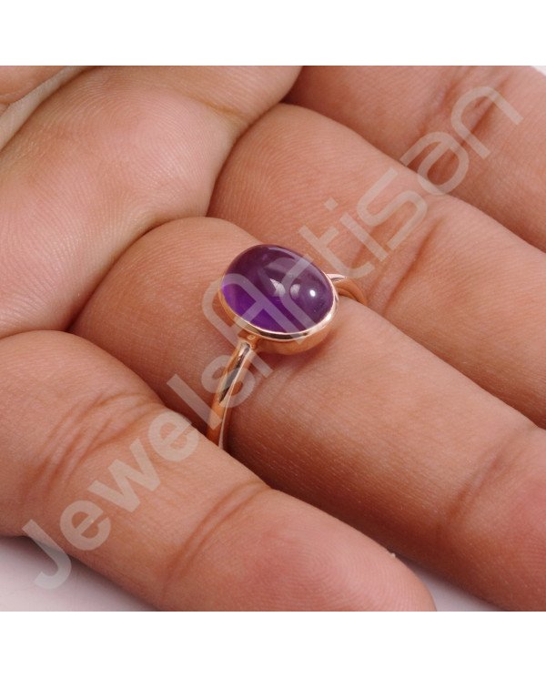 Amethyst Rose Gold Plated 925 Sterling Silver Ring