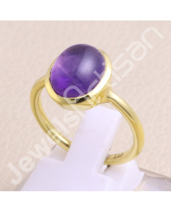 Solid Silver Gold Vermeil Purple Amethyst Ring