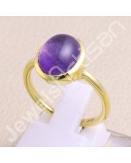 Solid Silver Gold Vermeil Purple Amethyst Ring