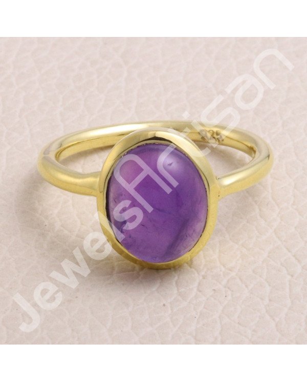 Solid Silver Gold Vermeil Purple Amethyst Ring