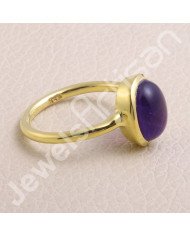 Solid Silver Gold Vermeil Purple Amethyst Ring