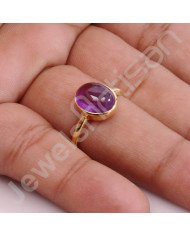 Solid Silver Gold Vermeil Purple Amethyst Ring