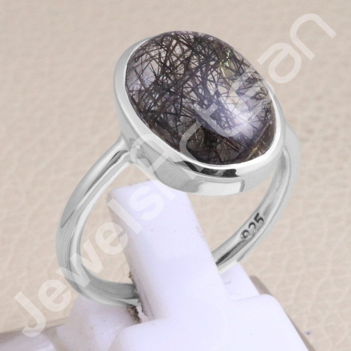 Tourmalinated Quartz 925 Sterling Silver Handmade Ring