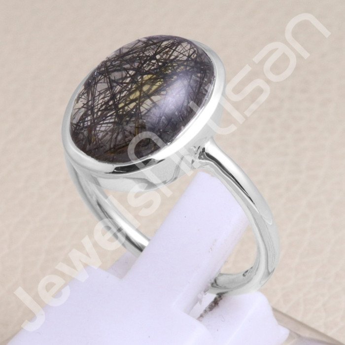 Tourmalinated Quartz 925 Sterling Silver Handmade Ring
