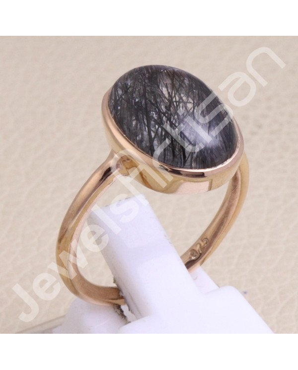 Tourmalinated Quartz Ring 925 Sterling Silver Ring Rose Gold Ring