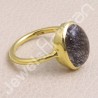 Solid Silver Ring Tourmalinated Quartz Ring 1-Micron Gold-Plated Ring