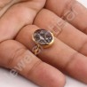 Solid Silver Ring Tourmalinated Quartz Ring 1-Micron Gold-Plated Ring