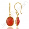 Red Onyx Earrings Gold Vermeil Earrings 925 Solid Silver Earrings