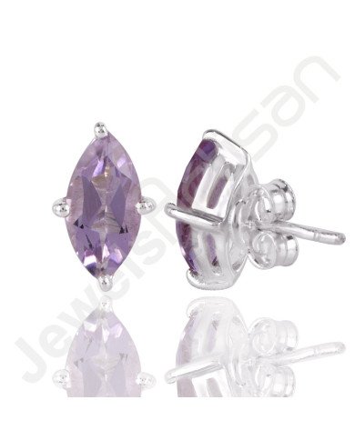 Amethyst Studs 925 Sterling Silver Studs Handcrafted Silver Studs