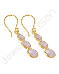 August Birthstone Earrings Rose Quartz Earrings 925 Solid Silver Earrings