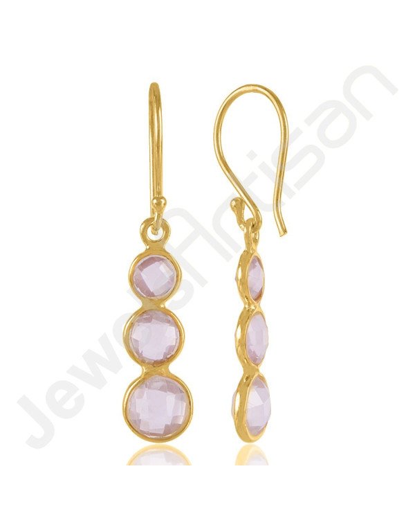August Birthstone Earrings Rose Quartz Earrings 925 Solid Silver Earrings