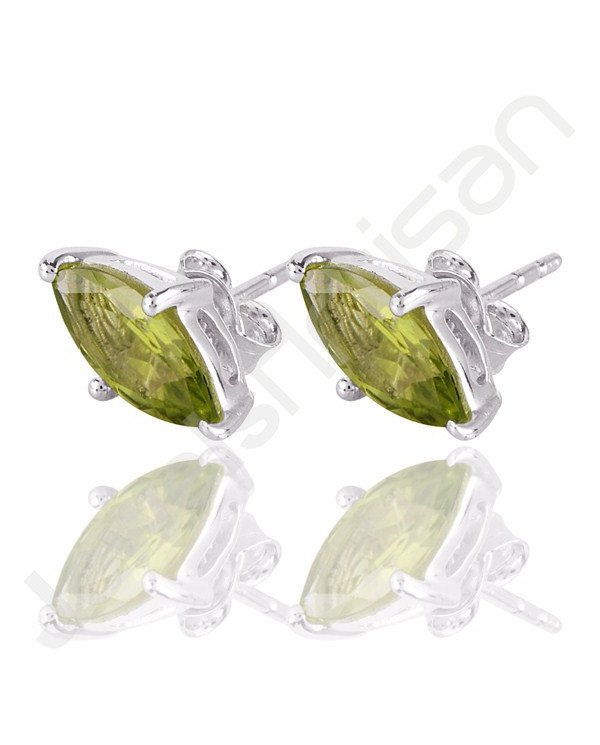 Peridot Studs 925 Sterling Silver Studs Handcrafted Silver Studs