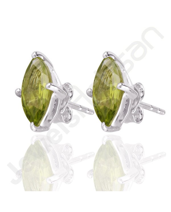 Peridot Studs 925 Sterling Silver Studs Handcrafted Silver Studs