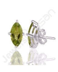 Peridot Studs 925 Sterling Silver Studs Handcrafted Silver Studs