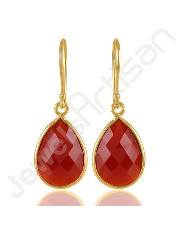 Red Onyx Earring 925 Sterling Silver Earring Gold Vermeil Earring