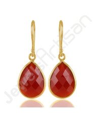 Red Onyx Earring 925 Sterling Silver Earring Gold Vermeil Earring