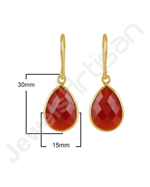 Red Onyx Earring 925 Sterling Silver Earring Gold Vermeil Earring