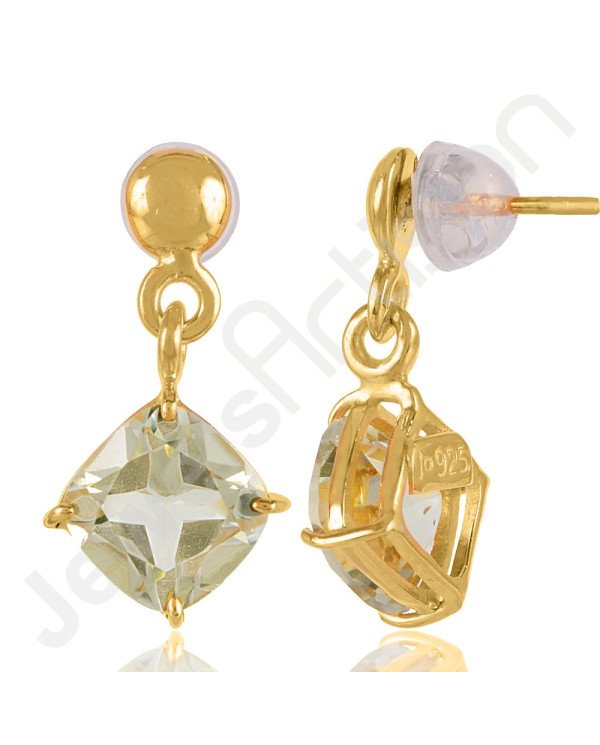 Green Amethyst Earrings Prasiolite earrings 925 Solid Silver Earrings