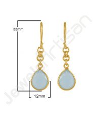 Aqua Chalcedony Earrings Handcrafted Earrings 18 K Gold-Plated Earrings