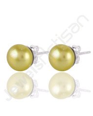 Green Pearl Gemstone Studs 925 Sterling Silver Studs Handmade Studs