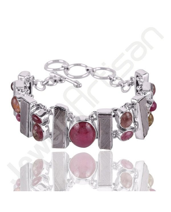 Tourmaline Bracelet Meteorite Bracelet Sterling Silver Bracelet