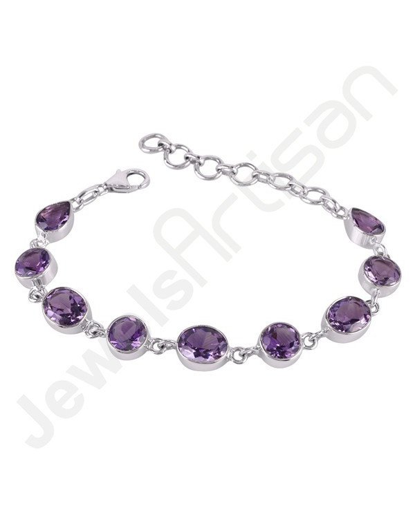 Purple Amethyst Bracelet 925 Sterling Silver Bracelet Handmade Bracelet