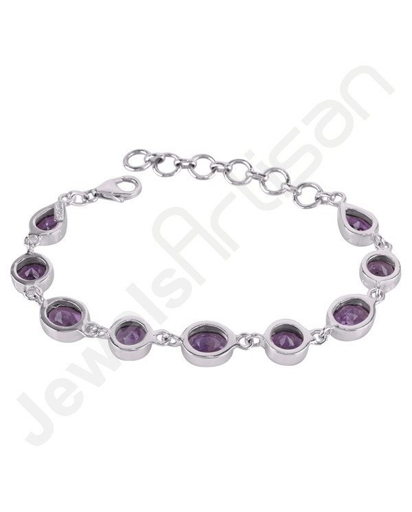 Purple Amethyst Bracelet 925 Sterling Silver Bracelet Handmade Bracelet